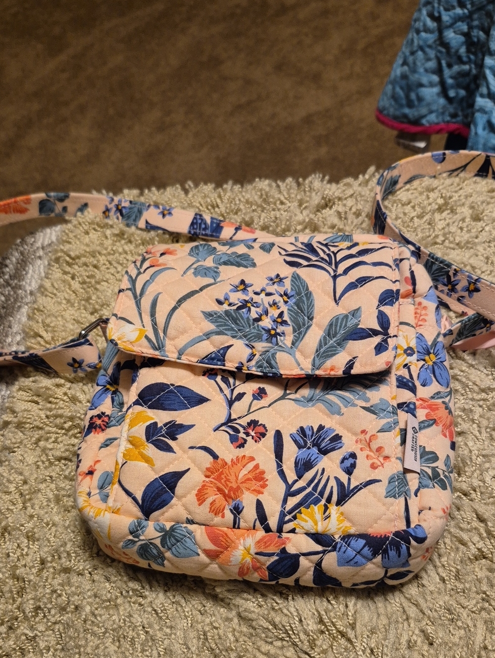 Vera Bradley Quilted Floral Crossbody Bag in Peachy Pink